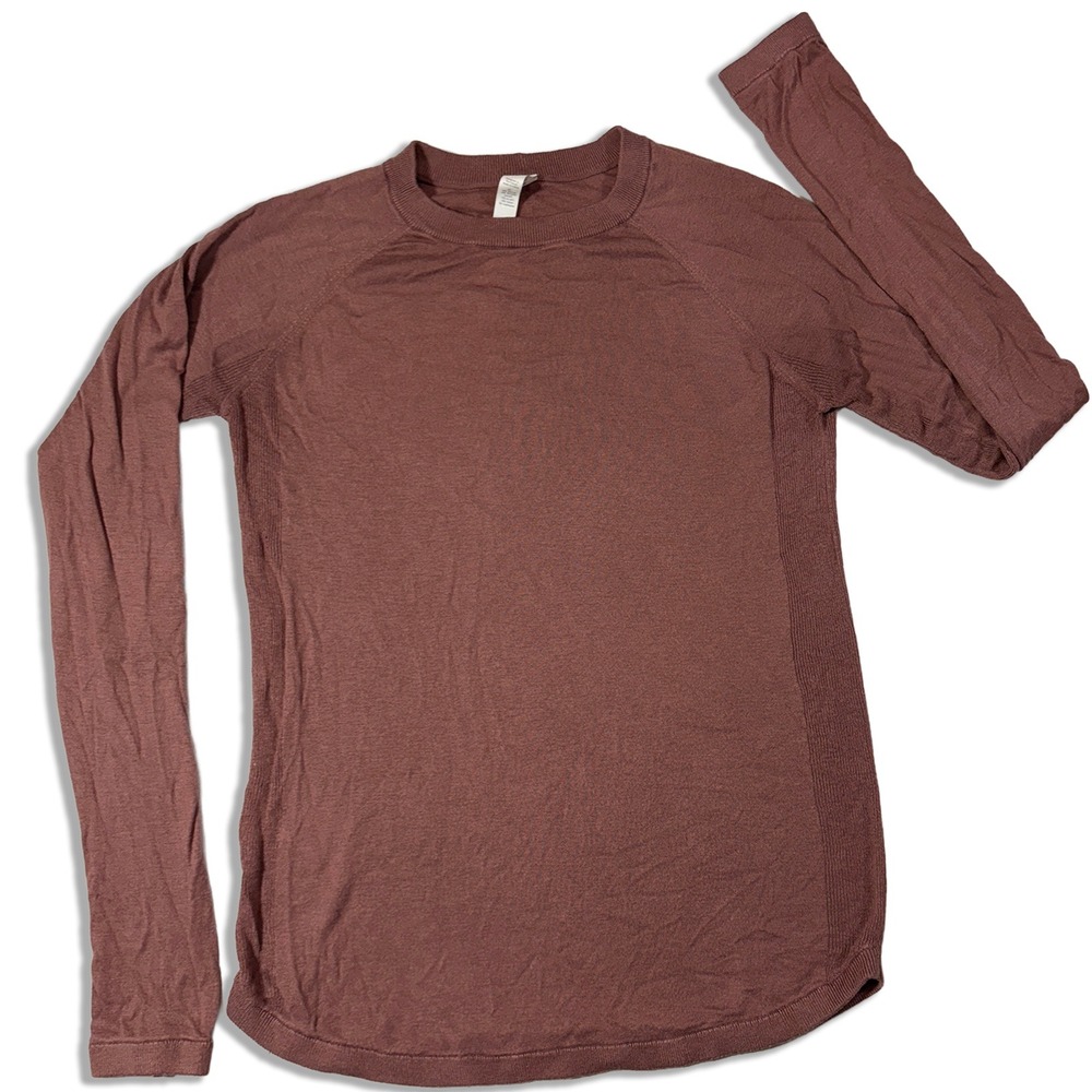 Lululemon Rest Less Pullover Long Sleeve Shirt Cashmere Blend Rust Womens 8